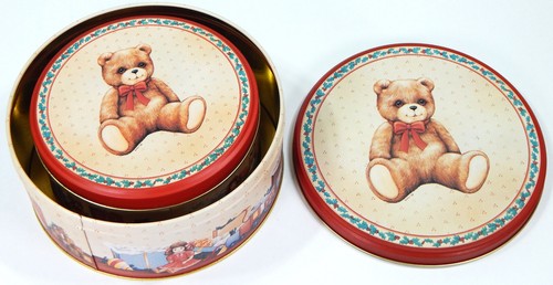 VTG HOUSE OF LLOYD 3 NESTING TINS & ARTICULATED TEDDY BEAR PLUSH CHRISTMAS DECOR - Picture 12 of 13
