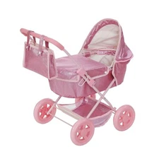 Olivia's Little World Baby Doll Bassinet Pram with Cover with Retractable Can...