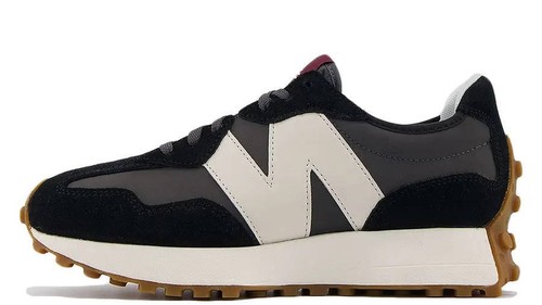 New Balance 327 trainers BLACK Grey Off White with gum sole - ALL SIZES - Picture 2 of 6