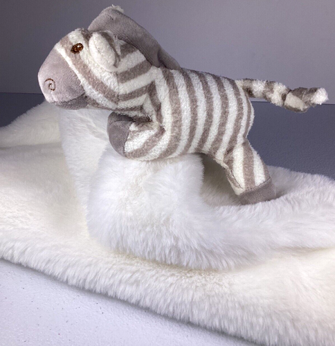 Mary Meyer Zebra Fluffy Lovey Security Blanket Plush Cream Fluff Gray 12" Soft - Picture 3 of 16