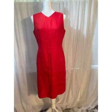 Talbots Size 8 Petite Dress 100% Irish Linen Red Sleeveless