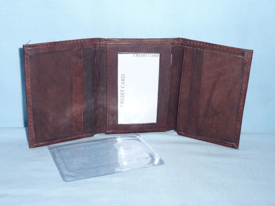 New York NY KNICKS    Leather TriFold Wallet    NEW    dark brown 3v nd - Image 3 of 4