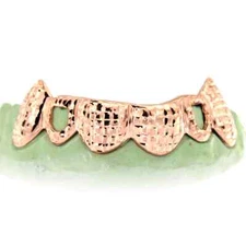 Custom Grillz, 6 Teeth 2 Open face Grillz with Diamond Cuts