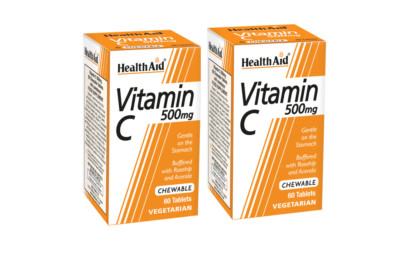 HealthAid Vitamin C 500 mg vegetarische Kautablette 60 Tabletten x 2 Packungen NEU UK