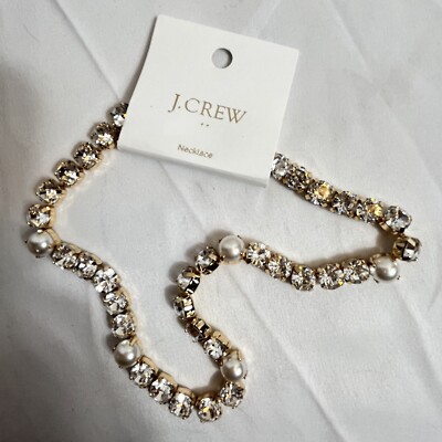 Collana Statement J.Crew Factory Cristallo E Perle Rosa Fucsia - CE857 - Nuova Con Etichette