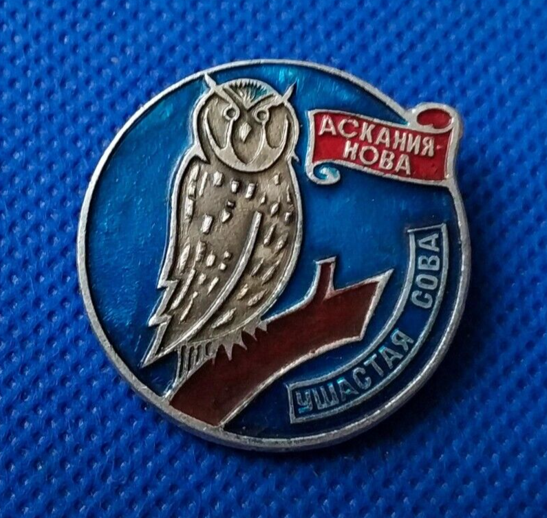 Long-eared Owl USSR Pin Badge from Askania-Nova Nature Reserve Soviet Era Collectible
