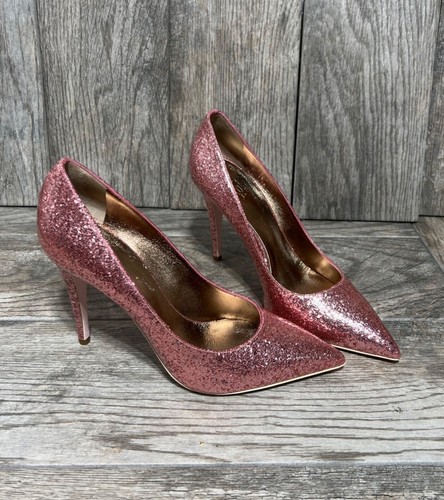 GIAMBA Paris Galactica Patent Rosa High Heels Pink Glitter Pumps 9.5 NWB