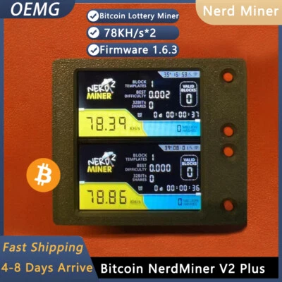 NERD MINER New Version Nerdminer V2 plus V1.6.3 Btc Bitcoin Solo Lottery Miner S19 Mini