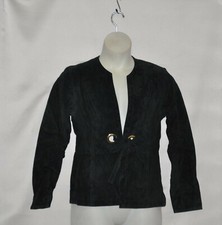 Linea By Louis Dell'ollio Fully Lined Tie Front Suede Jacket Size S Black