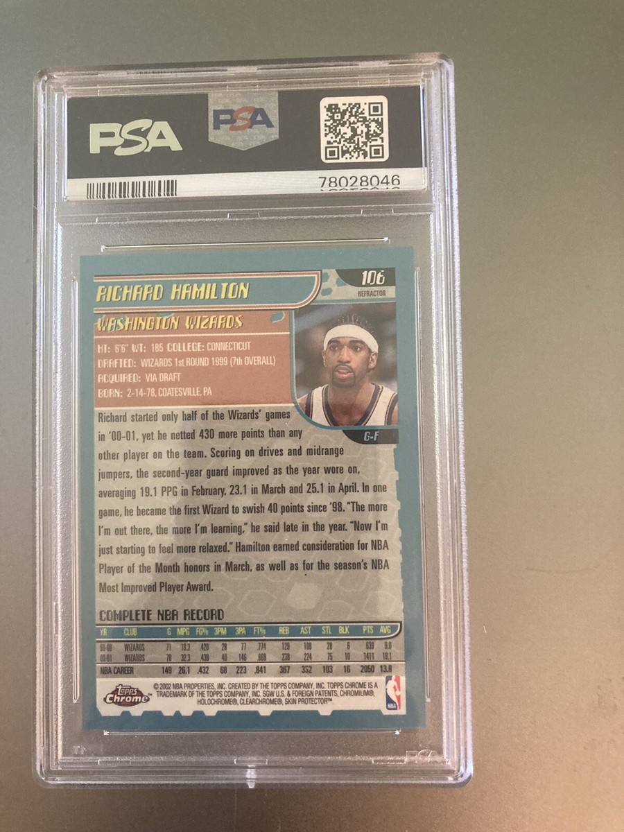 2001-02 Richard Hamilton Topps Chrome Refractor PSA MINT Wizards