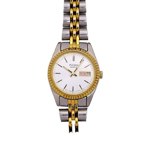 vintage Pulsar women\'s gold-tone wristwatch featuring an eye-shaped or oval case vintage Pulsar women main image 4
