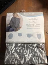 Trend Lab Multi-Use 5-in-1 Scarf Nursing Cover Baby Gray/White 28x32" NEW