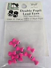 Dumbbell Eyes  "  Double Pupil FL. Pink "  Size: Medium   10 per pack