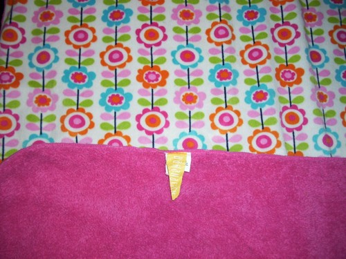 BANANAFISH Orange Turquoise Pink Flowers Sherpa Baby Blanket Security Lovey - Picture 2 of 2