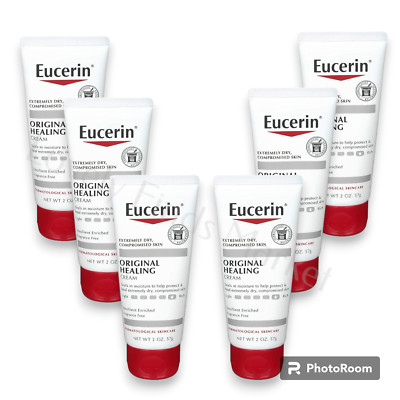 6x Eucerin Original Healing Cream - Fragrance Free, Rich Lotion  2 oz each