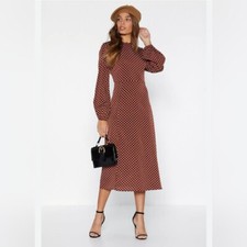 Nasty Gal Size 4 Brown Polka Dot Dress