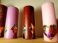 ENKAUSTIK Kerze Konfirmation Firmung Geburtstag Ostern. Glitzerengel Handarbeit 