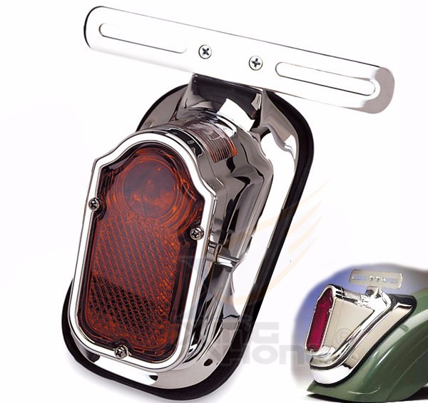 ymy。 Motorcycle Chrome Red Tombstone Brake Tail Light Signal For