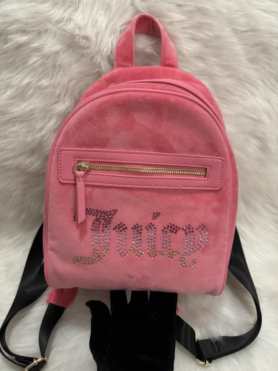 New JUICY COUTURE Big Spender Velour Backpack Pink Lemonade