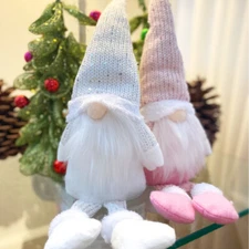 Wrapables Pink & White Sitting Gnome Dolls for Tabletop and Holiday Decorations