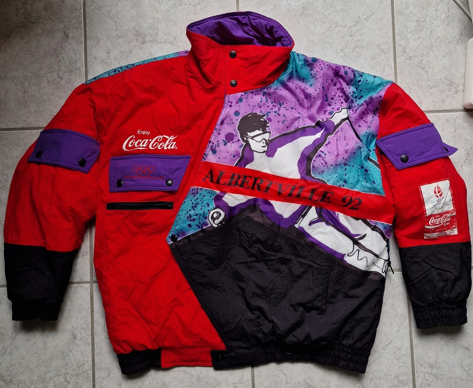 1992 Coca Cola Juegos Olímpicos Albertville Vintage esquí atleta chaqueta