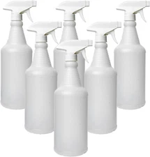 Natural Plastic Carafe Spray Bottle 6 Pack w/ White Trigger Sprayer 32oz