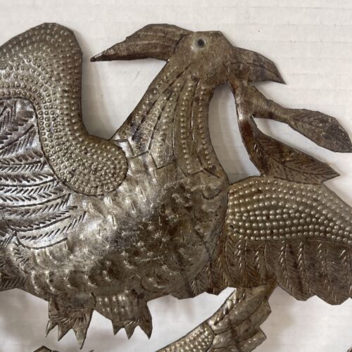 Metal Art Sculpture “Nesting Birds In Flight” Haiti 12x12” Signed Romel Vintage - Picture 4 of 11