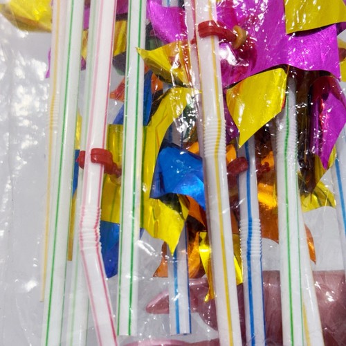Vintage 12 Ct Pinwheel Party Straws Fun Festive Colorful Bendable Straws NEW - Picture 7 of 11