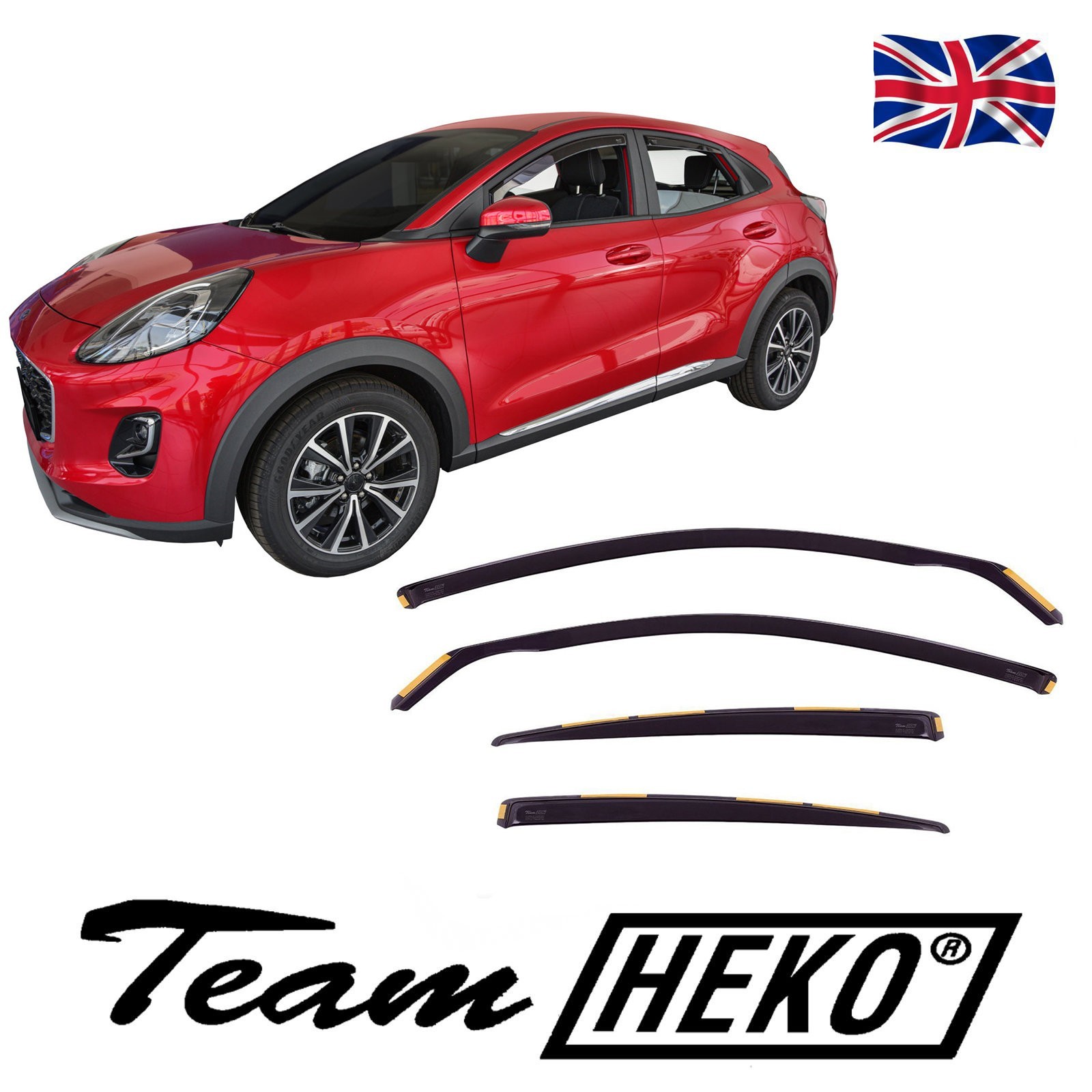 Juego de 4 deflectores de viento para Ford Puma 2020-up tintados Heko