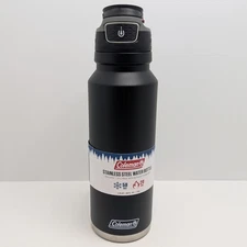 Coleman Autoseal FreeFlow 40oz Stainless Steel Water Bottle Black Sand Pwdr Coat