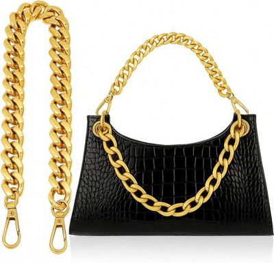 Syhood DIY Chunky Aluminum Purse Handle Bag Chain 18'' Antique Gold Chain Charms