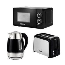 GEEPAS 2 Slice Bread Toaster 1.7L Electric Kettle & 20L 700W Solo Microwave Oven