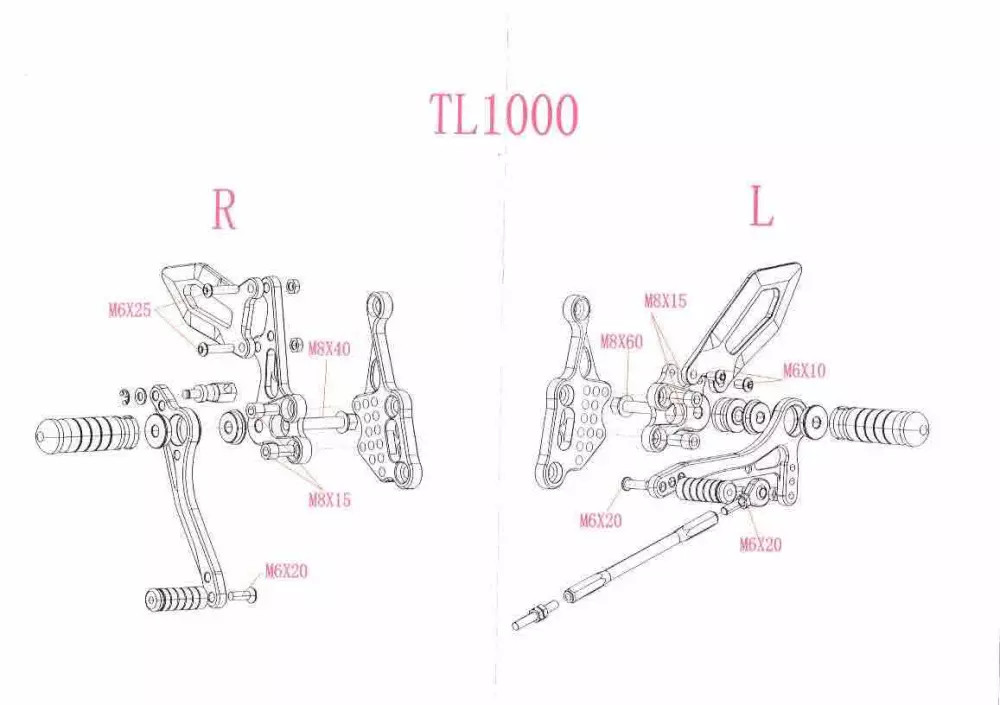 Commandes reculées Moto-Tron Racing Suzuki TLR TLS pour éliminer le flou des vitesses