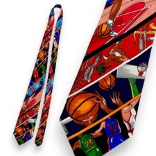 Nicole Miller 90's Novelty 100 silk Basketball PLAYERS Necktie Tie RARE