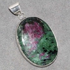Ciondolo placcato argento 925 rubino in zoisite 1,9" stile celebrità gioielli trendy GW
