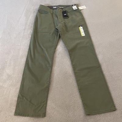 NEW Lee Extreme Comfort Pant Men's 34x32 Olive Khakis Straight Workwear Chinos