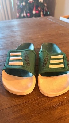 Adidas Adilette Comfort Slides Green White Size 6