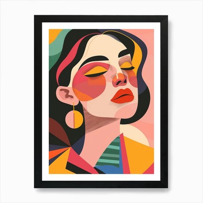Abstraktes Portrait einer Frau 55 Kunst gerahmt Wandbild Poster Leinwanddruck Bild