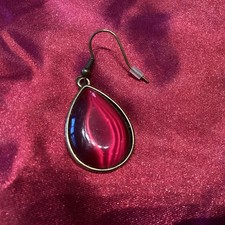 Ohrring Stecker Rubin Farbe Design Schmuck Modern Silber Metall Optik Top Nr.63