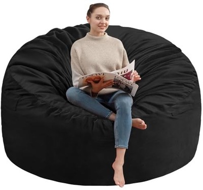 4FT Bean Bag Chair, Large Bean Bag Chairs with Memory 4FT- 44''x44''x24'' Black