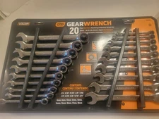 GearWrench Ratcheting Combination Wrench Set, 20-Pc., SAE and Metric, 35720  new