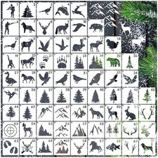 70pcs Wildlife Animal Stencils for Painting, Wood Burning, 2 inches, white