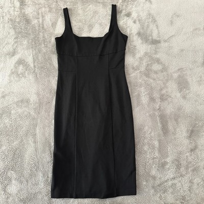 Diane Von Furstenberg Bridget size 10 Black Scoop Neck Midi Dress Ponte