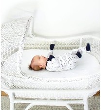 NEW QTY 2 Burt's Bees Baby Soft 100 Organic Cotton Bassinet Fitted Sheet White