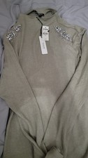 Express Rhinestone Embellished Sweater Long Sleeve Crew Neck Women's Medium New