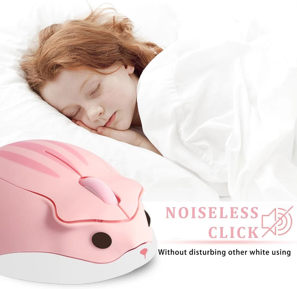 Wireless Hamster Shape Mouse, 1200DPI Low Noise Optical Pink With USB  - Image 4 of 4