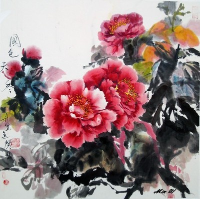 Fine Art, signed original Chinese Brush painting ''Country Flower Scent''