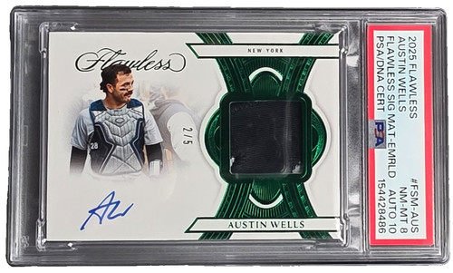 ⚾2025 Flawless Austin Wells Emerald Patch Auto 2/5 (PSA 8/10)🔥 Auto Yankees🔥