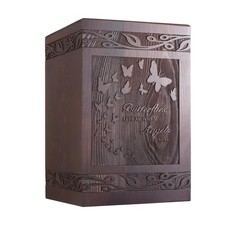 Cremation Urns for Human Ashes Adult Male Female, Wooden Carved Butterfly Urn...