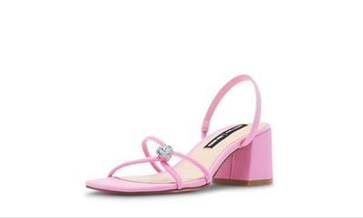 Steve Madden Jessica Rich Anya Pink Block Heel Sandals Rhinestone Strap